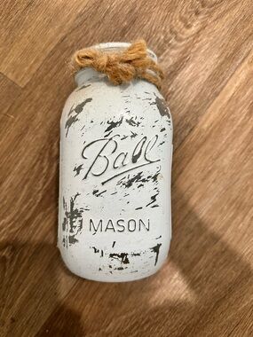 Ball Mason Painted Mason Jar - Light Blue Distressed